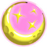 Banana Moon and three stars in a pink circle sky